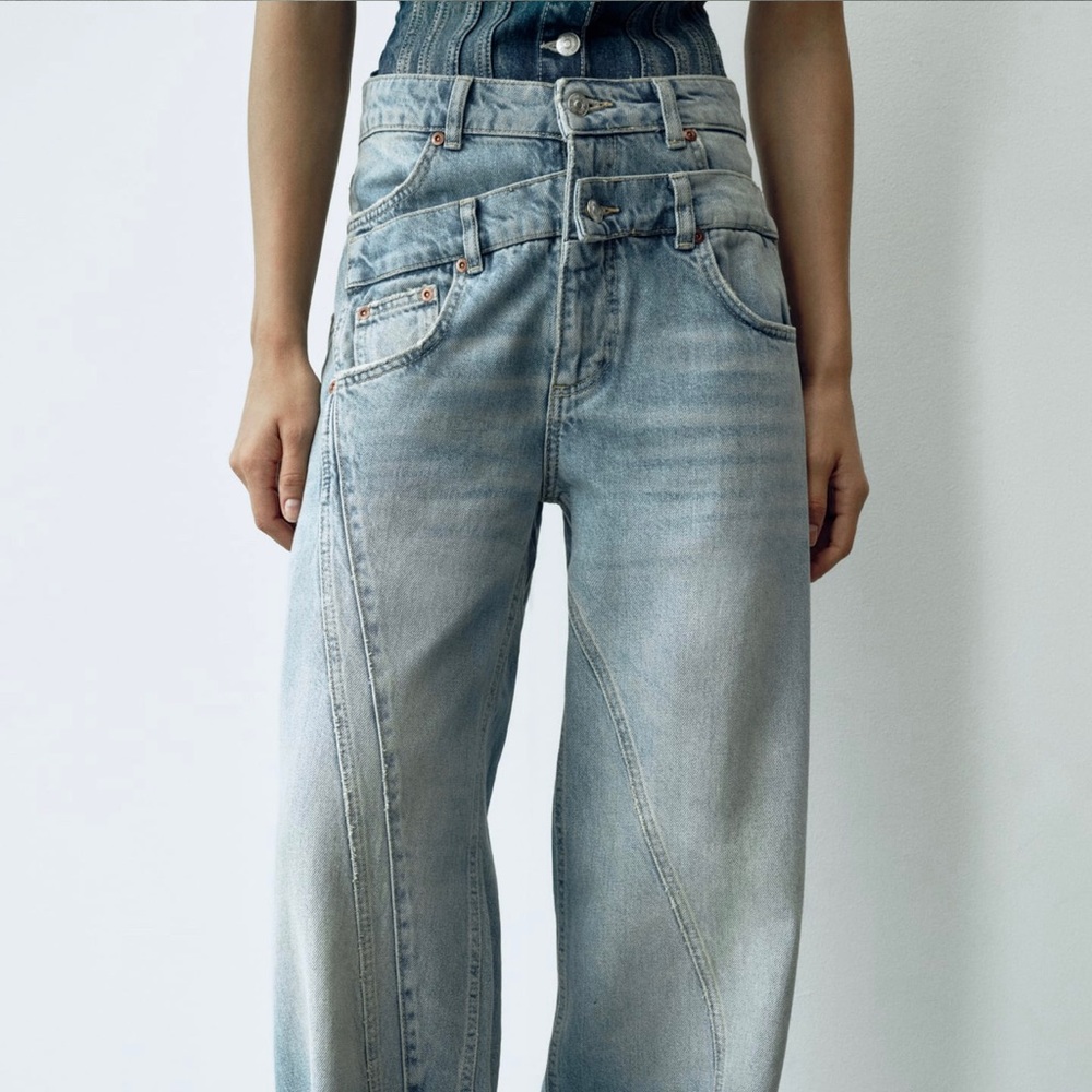 ZARA TRF Double Waistband Denim Jeans